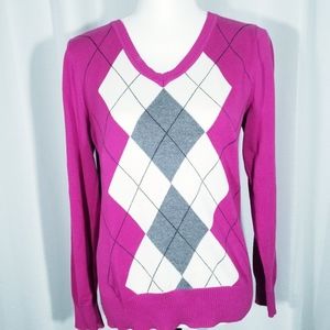 St.John's Bay pattern fushia sweater. Size M